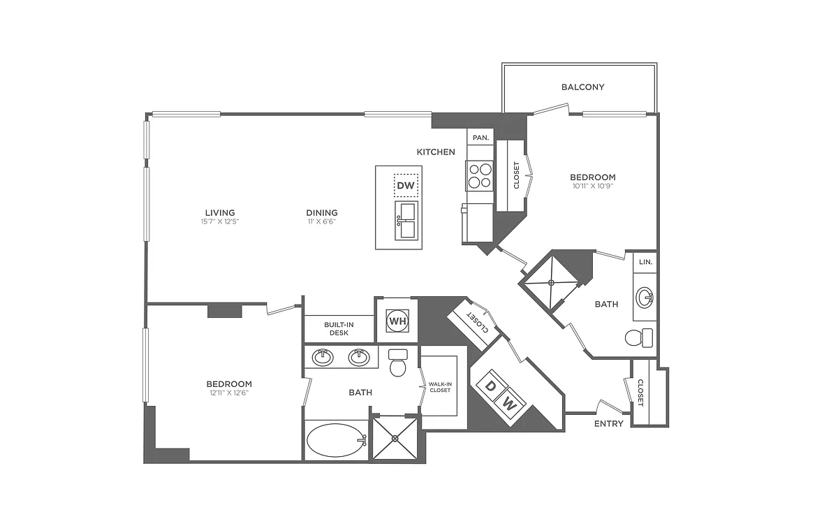 Floor plan 2 Bed/2 Bath - B12