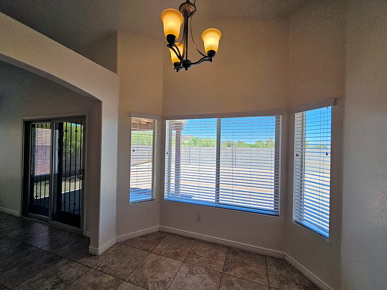 Dining area has lovely views.