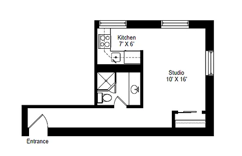 Floor plan Remodeled Corner Studio