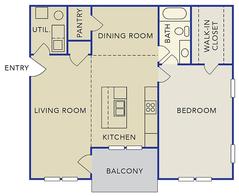 Floor plan *New Construction* One Bedroom Apartment