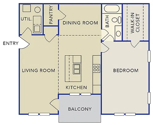 Floor plan *New Construction* One Bedroom Apartment