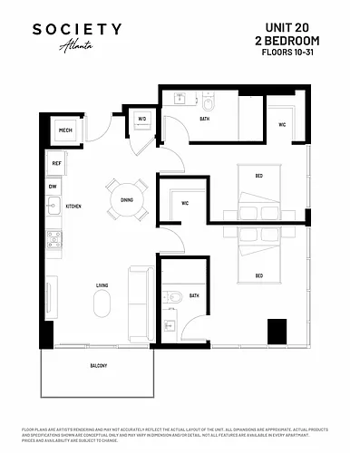Floor plan 2 Bed - B3