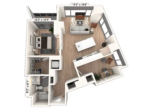 Floor plan One Bedroom + Den 03