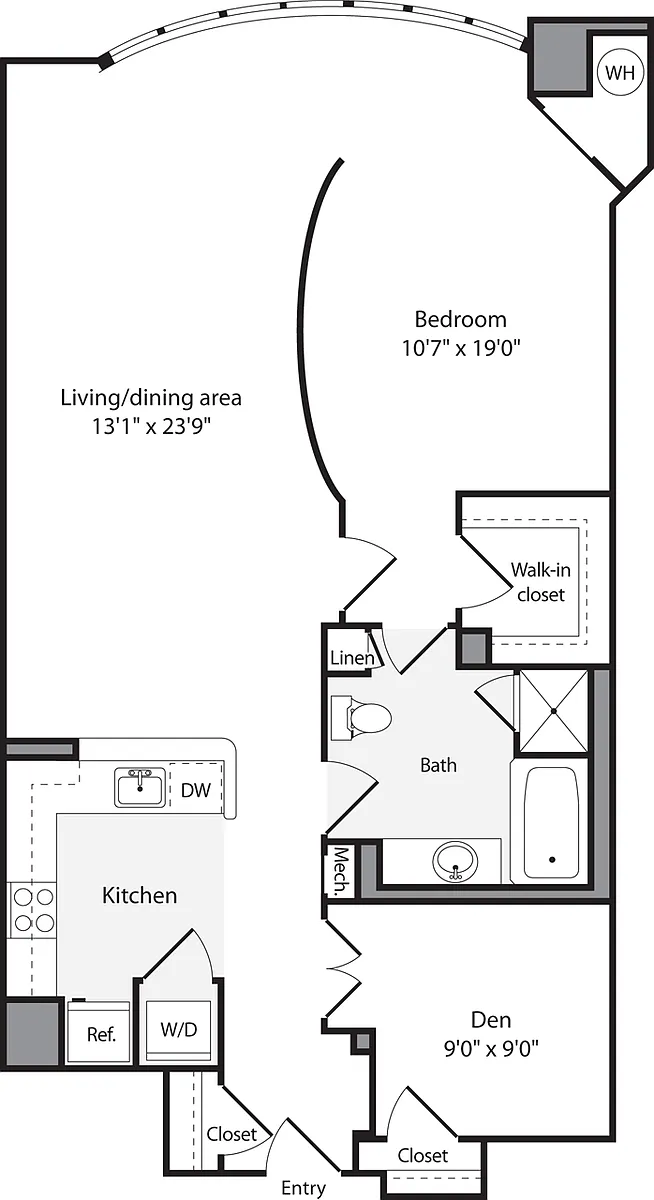 Floor plan 1 Bedroom K