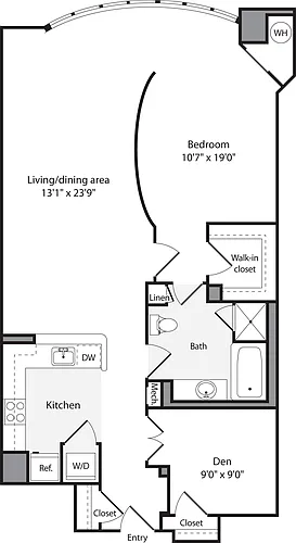 Floor plan 1 Bedroom K