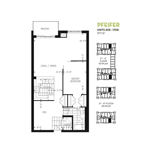 Floor plan 1 Bedroom + Den - The Pfeifer