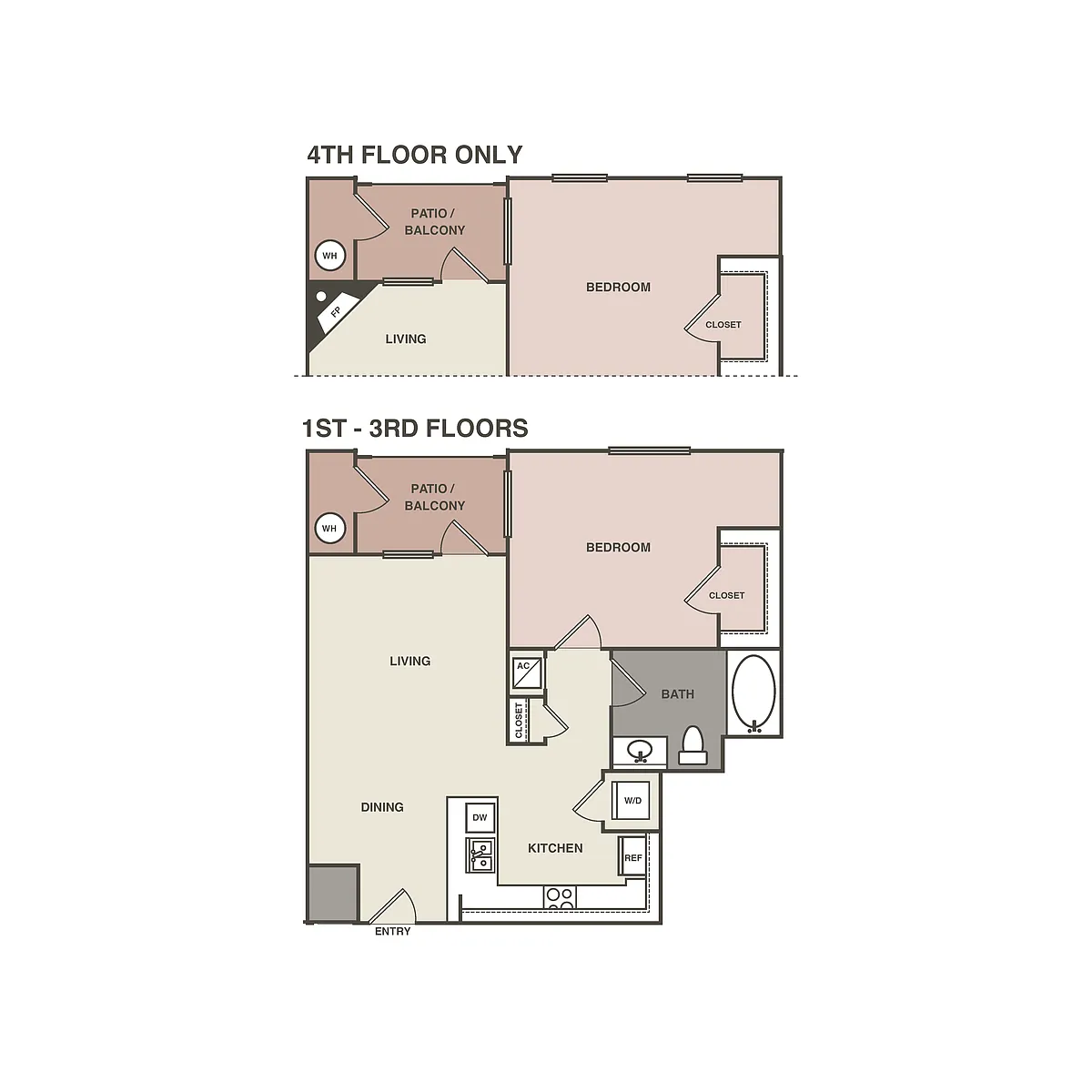 Floor plan 1 Bedrm 1 Bath 696
