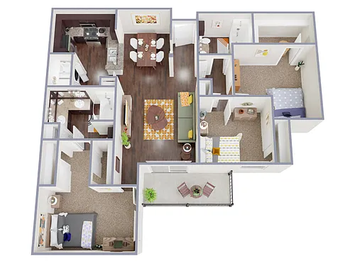 Floor plan 3 Bed, 2 Bath
