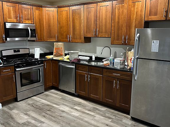 Kitchen with stainless steel appliances