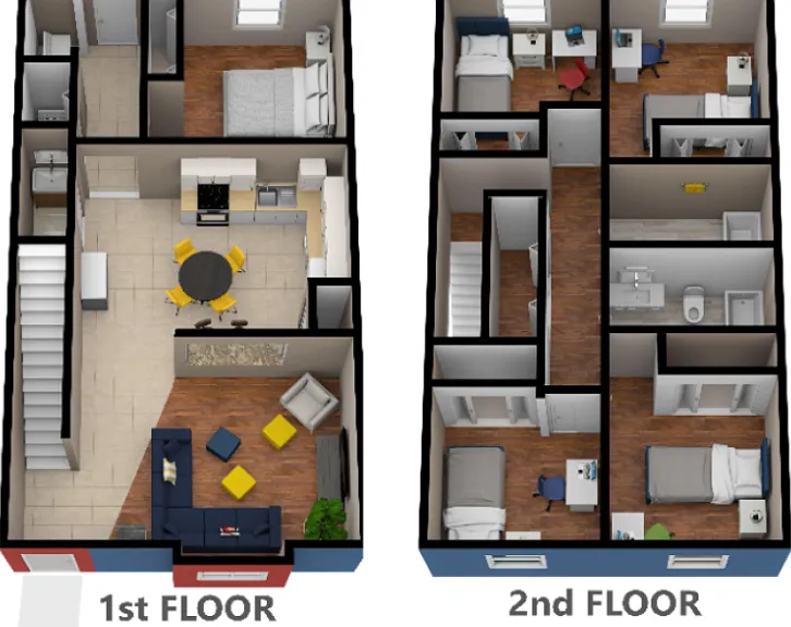 Floorplan. All Bedrooms are Private with Locking Doors