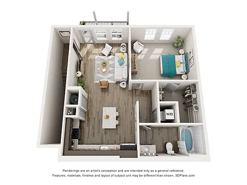 Floor plan A5 - One Bedroom, One Bathroom