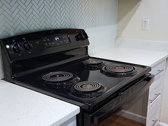 Herringbone backsplash.