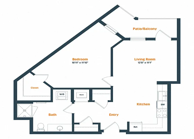 Floor plan A3.1 | 1 Bed | 1 Bath