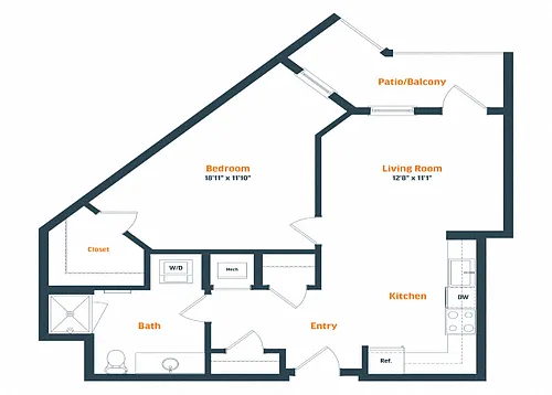 Floor plan A3.2 | 1 Bed | 1 Bath