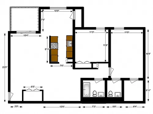 Floor plan 2 BEDROOM (2A)