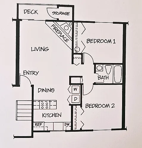 Floor plan 2 Bedroom 1 Bath