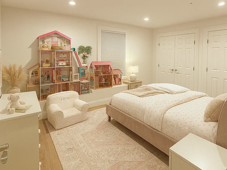Bedroom with large closet space