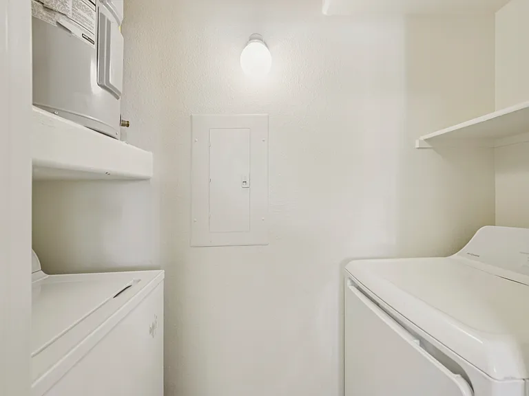 Simplify your routine with a washer and dryer inside your home.