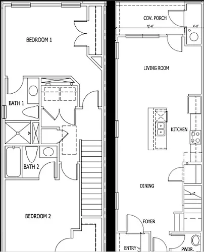 Floor plan Two Bedroom End