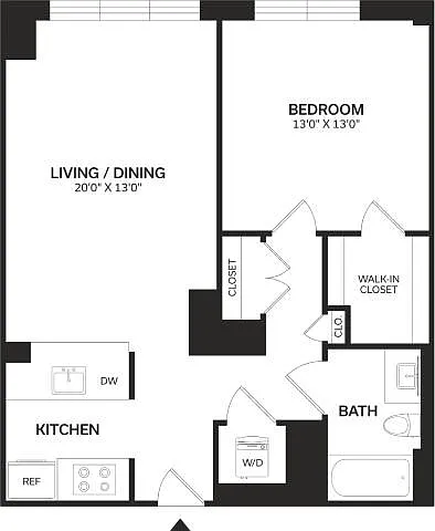 Floor plan 1 Bed/1 Bath-A6-Renovated