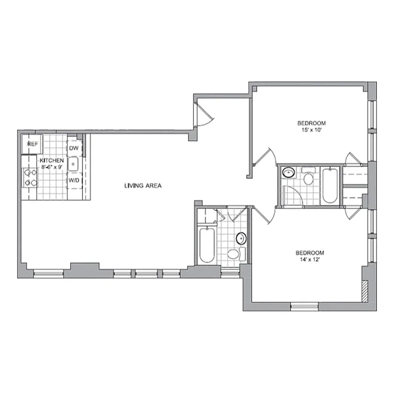 Floor plan 2 Bedroom - B