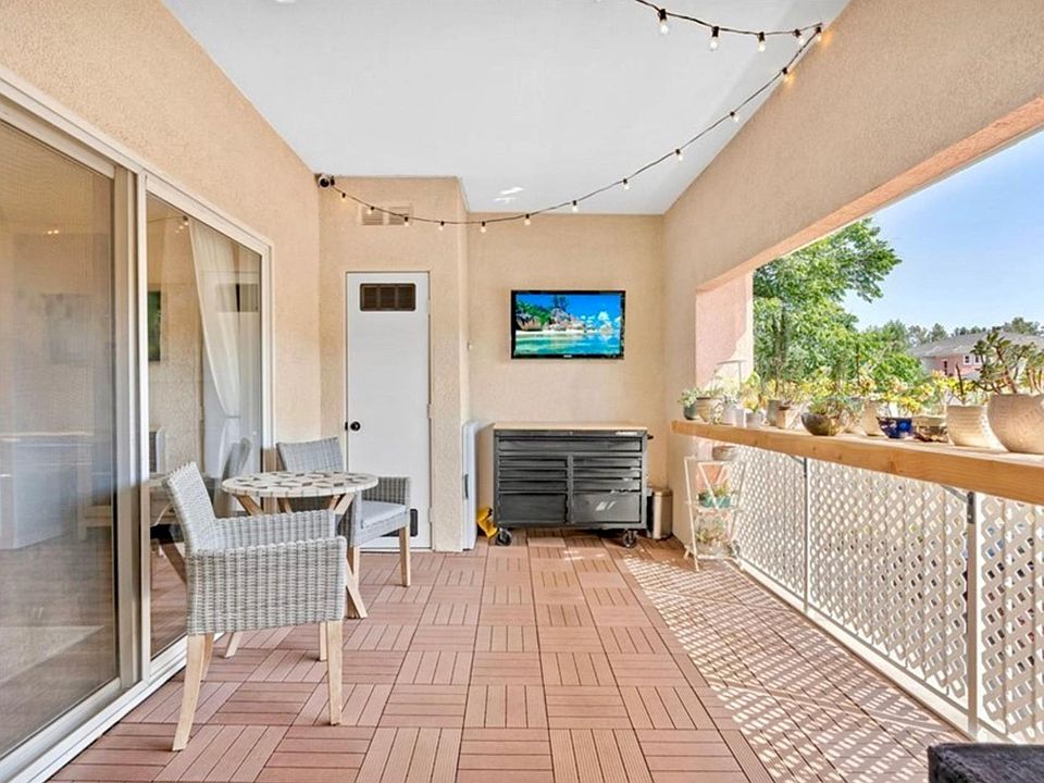 Balcony is extra large with doors from both living room and bedroom! (please note that TV brackets are not allowed on patio walls)