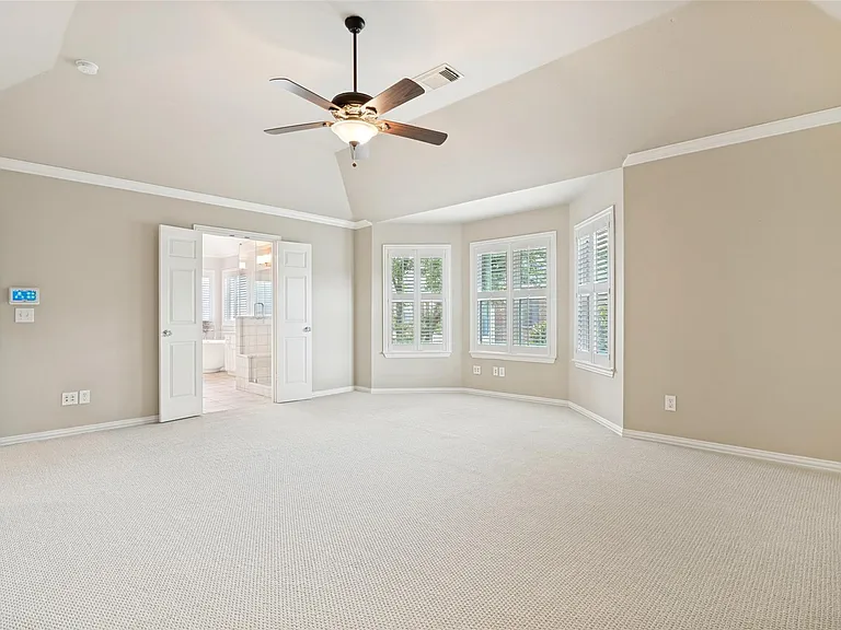 Master Suite design to overlook the backyard, designed shutters