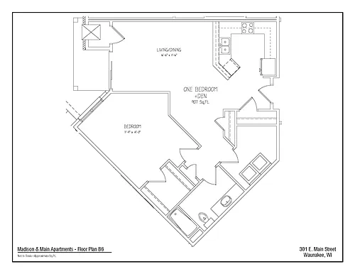 Floor plan 1Bed/1Bath B6
