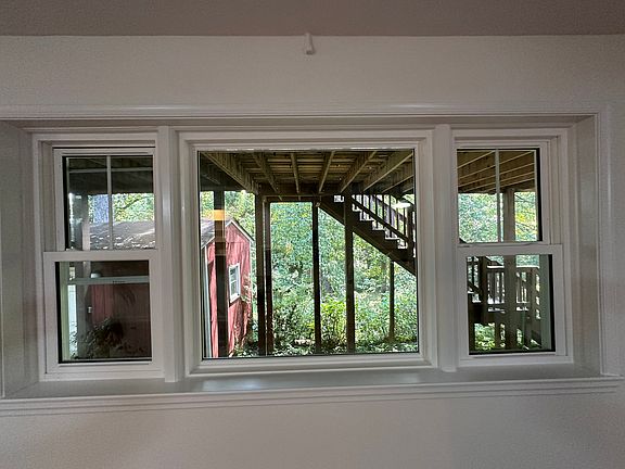 The view from the living/dining area. There is a concrete patio below the deck that the renter would be welcome to use.