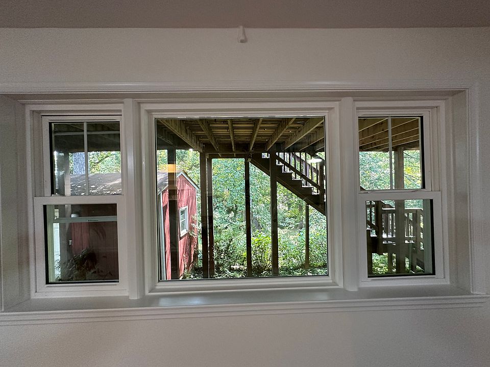 The view from the living/dining area. There is a concrete patio below the deck that the renter would be welcome to use.
