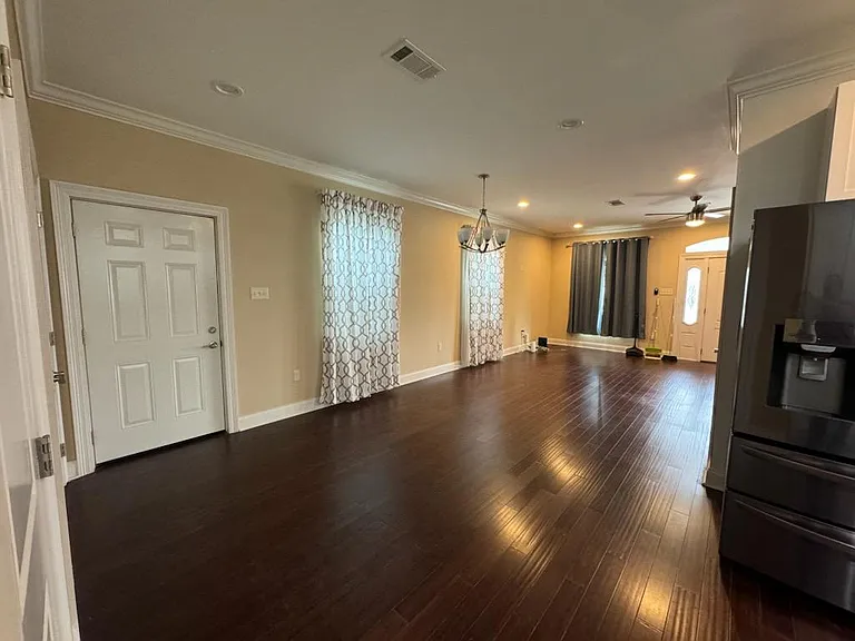 dining area, living room, side door