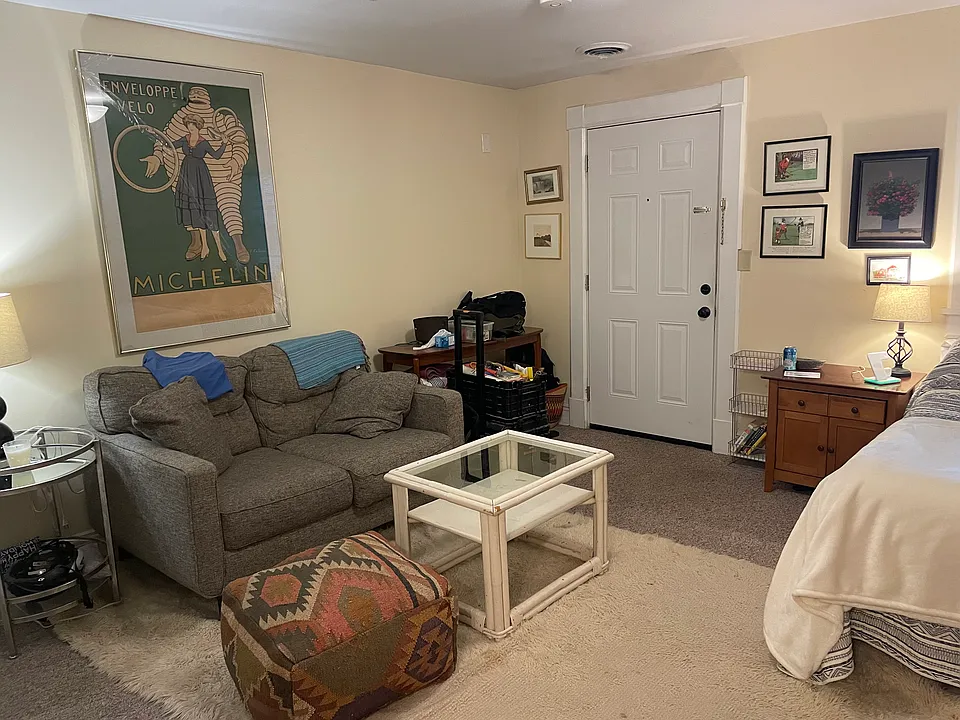 Living room + rear patio door