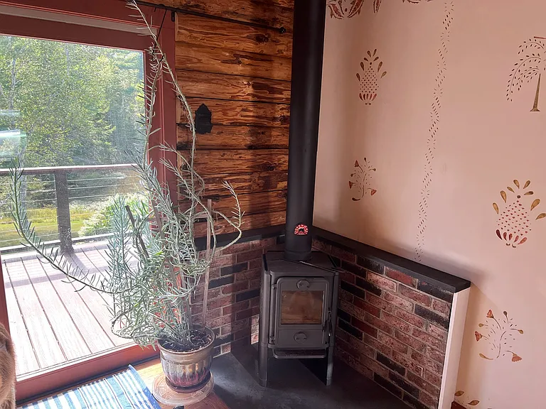 Woodstove in dining room