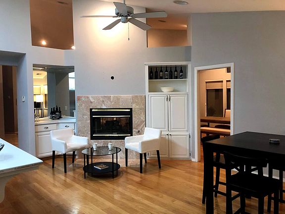 Kitchen with view to dining room through the right doorway