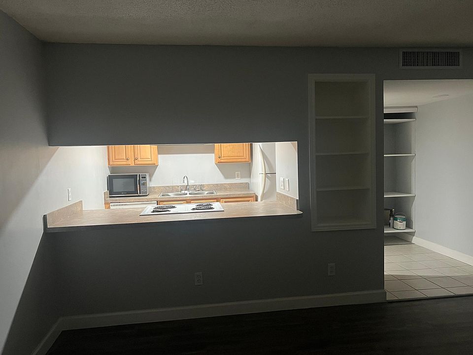 View from living room into kitchen