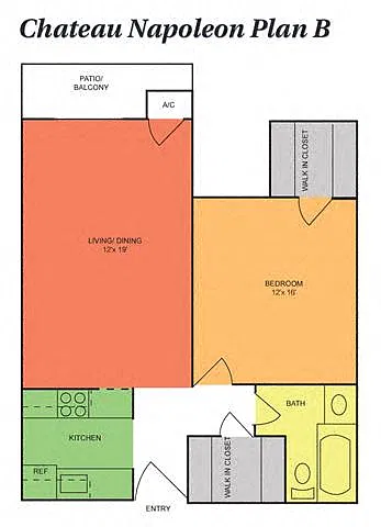 Floor plan Classic 1 Bedroom, 1 Bath