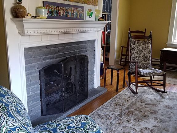 Living room with working fireplace