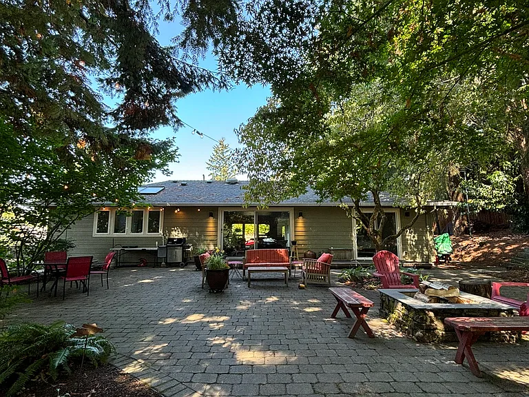 looking north at house from edge of patio