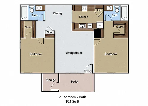 Floor plan 2 BR 2 BA