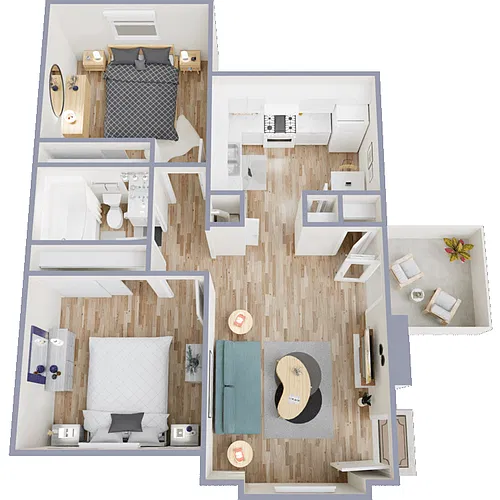 Floor plan 1 Bed 1 Bath B