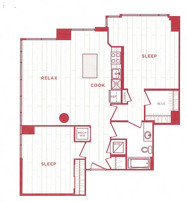 Floor plan 2 Bed/1 Bath s-b08