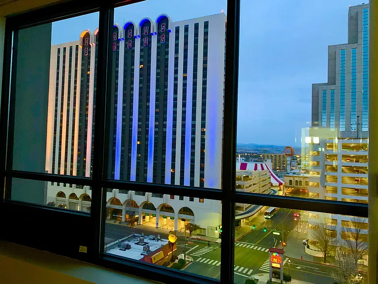 Evening view from dining area window