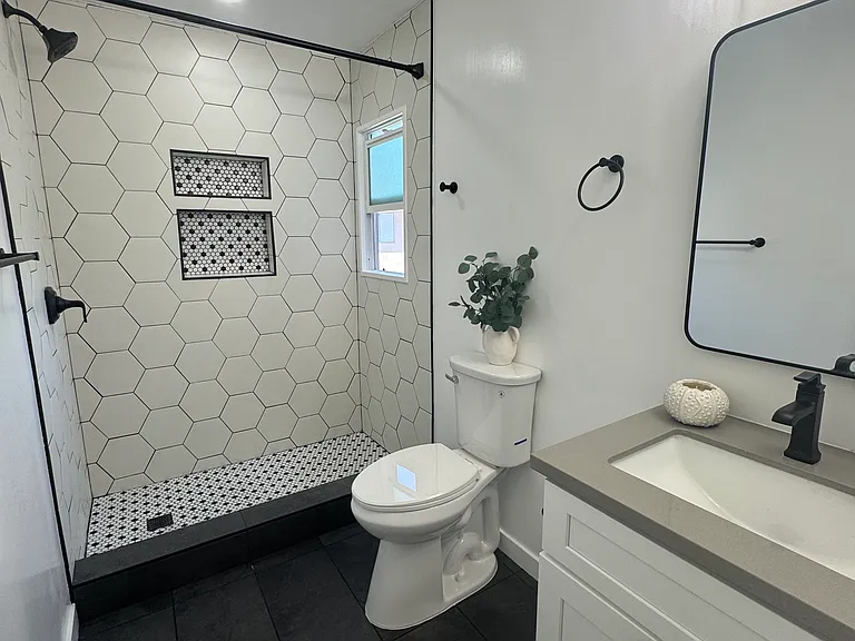 Renovated spa-inspired
 bathroom