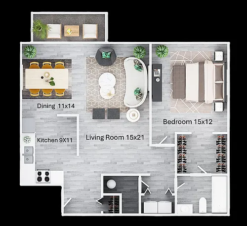 Floor plan One Bedroom One Bath