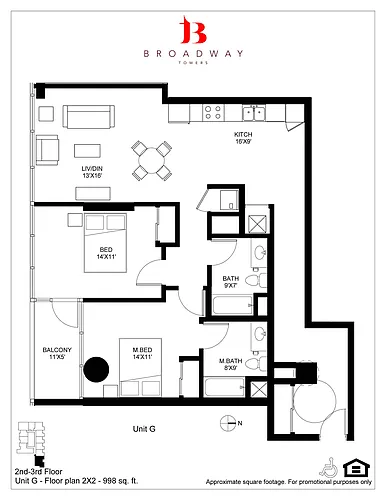 Floor plan Broadway G 2x2