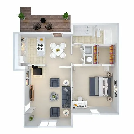 Floor plan 1 Bd Down (moa1dn)