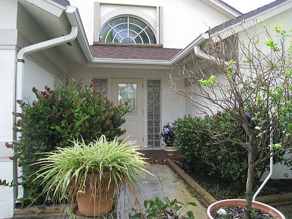 Front walkway to house is lined with more tropical plantings.  