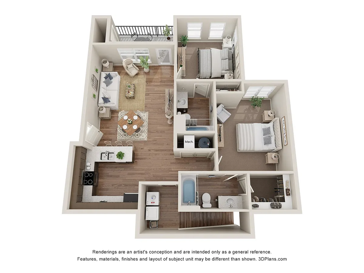 Floor plan 2B w/ Attached Garage