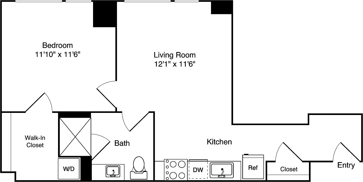 Floor plan 1 Bedroom K