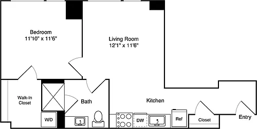 Floor plan 1 Bedroom K